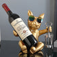 New French Bulldog Statue Wine Rack Dog Sculpture Home Decor Table Decoration Wine Holder Accessories Free Corkscrew Wine Opener