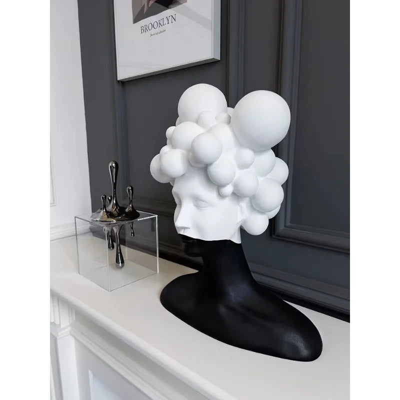 Modern Minimalist Art Figure Sculpture Resin Ornaments Model Room Living Room Creative Black and White Girl Soft Decorations