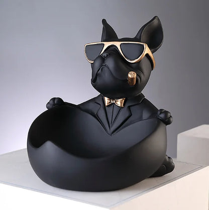 ERMAKOVA Cool Dog Figurine Dog Statue Storage Box Animal Ornament Resin Craft Art Sculpture Figurine Home Decoration Gift