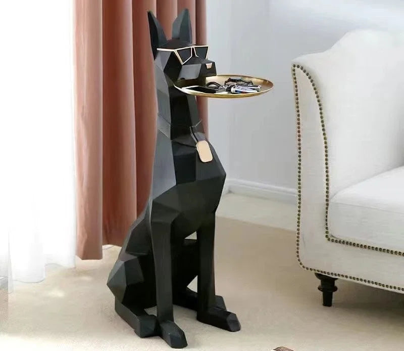 Doberman Statues Decoration Luxury Large Floor Tray Dog Sculptures Crafts Animal Living Room Decorations Household Animal Table