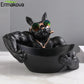 ERMAKOVA Cool Dog Figurine Dog Statue Storage Box Animal Ornament Resin Craft Art Sculpture Figurine Home Decoration Gift