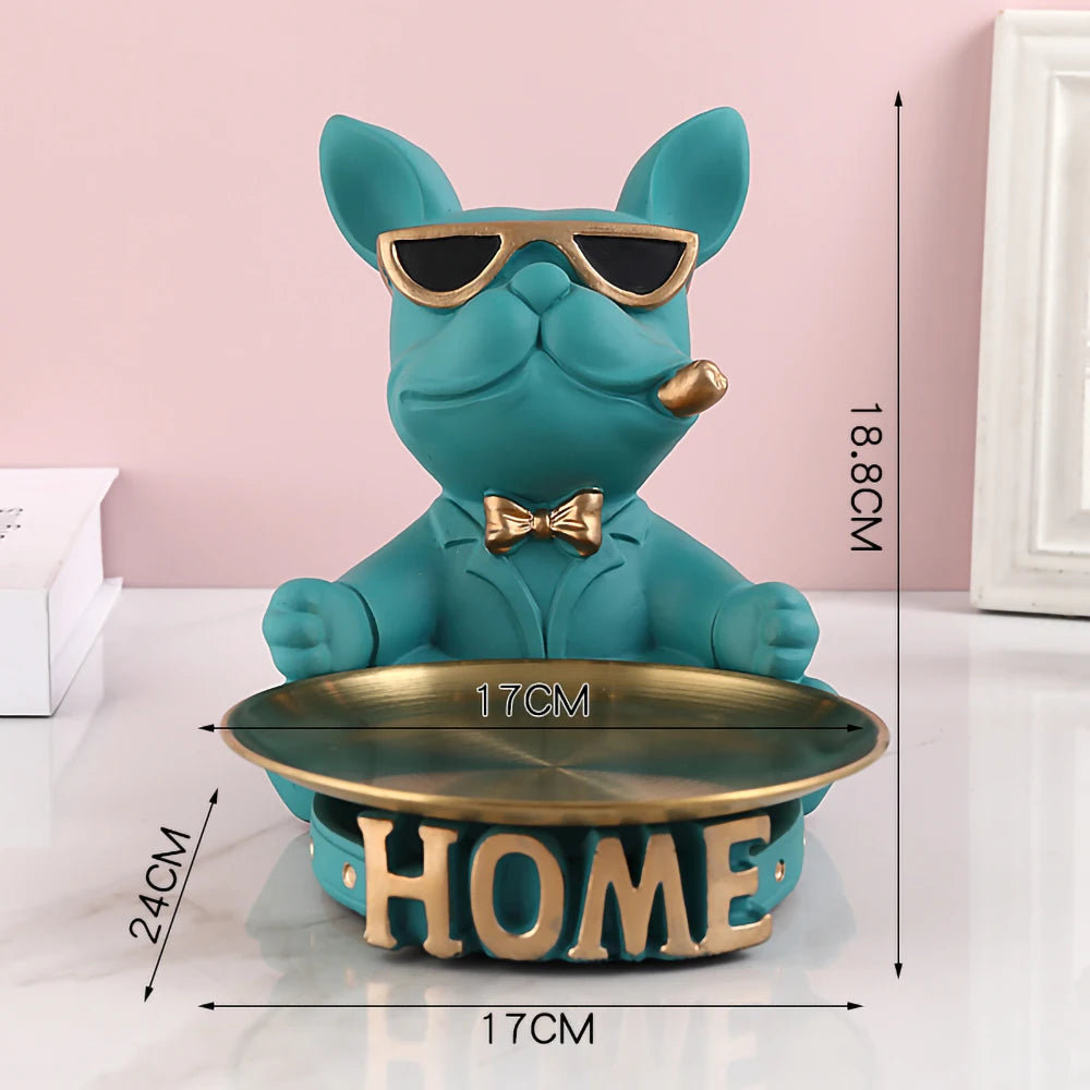 French Bulldog Decorative Tray,Home Room Table Decoration Accessory,Decorative Resin Dog Statue Decor,Animal Miniature Figurines