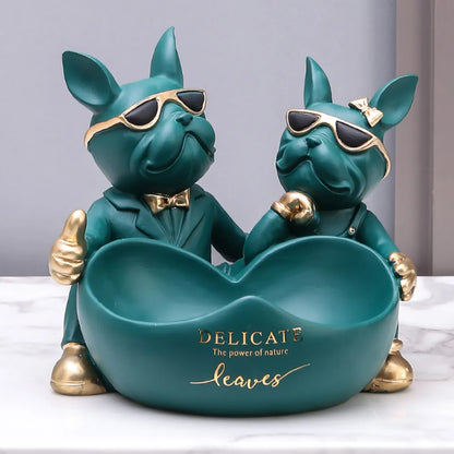 French Bulldog Home Living Room Decoration Dog Statue Desk Decoration Decorative Metal Holder Shelf Animal Figurines Table Decor