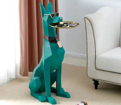 Doberman Statues Decoration Luxury Large Floor Tray Dog Sculptures Crafts Animal Living Room Decorations Household Animal Table