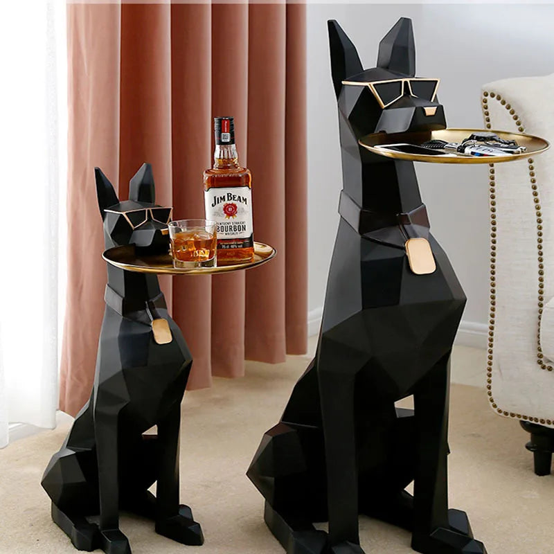 Large Doberman Side Table Luxury Big Doberman Statue Tray Dog Animal Puppy Tray Living Room Decorations Bearbrick Animal Table