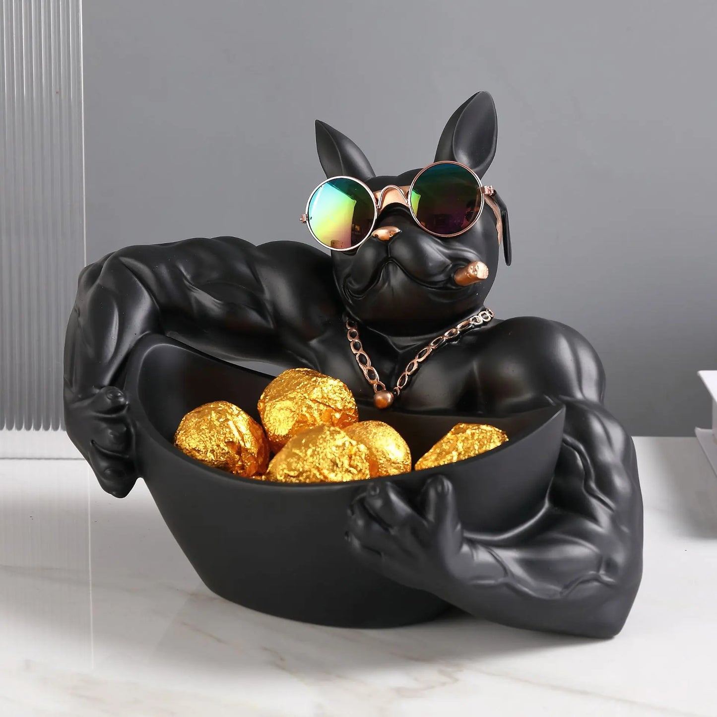 ERMAKOVA Cool Dog Figurine Dog Statue Storage Box Animal Ornament Resin Craft Art Sculpture Figurine Home Decoration Gift