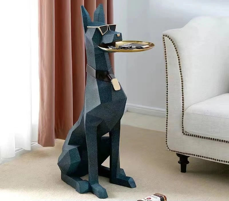 Large Doberman Side Table Luxury Big Doberman Statue Tray Dog Animal Puppy Tray Living Room Decorations Bearbrick Animal Table