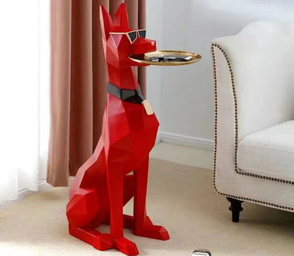 Doberman Statues Decoration Luxury Large Floor Tray Dog Sculptures Crafts Animal Living Room Decorations Household Animal Table