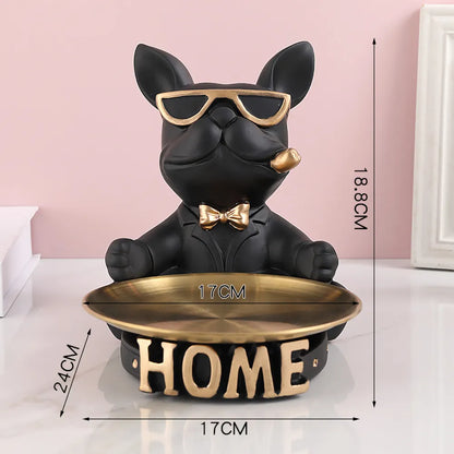 French Bulldog Decorative Tray,Home Room Table Decoration Accessory,Decorative Resin Dog Statue Decor,Animal Miniature Figurines