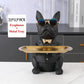 Resin Home Decor Dog Statue Butler with Tray Live Room French Bulldog Figurines Table Ornaments Decorative Dog Sculpture Gift