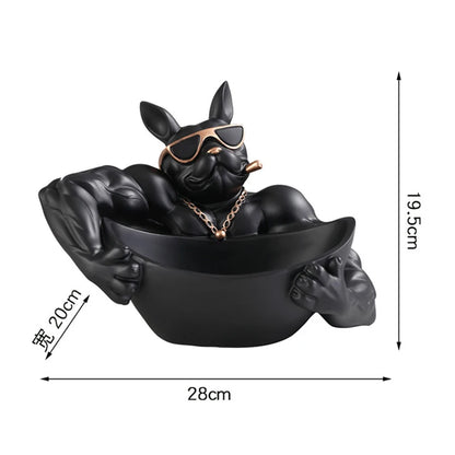 ERMAKOVA Cool Dog Figurine Dog Statue Storage Box Animal Ornament Resin Craft Art Sculpture Figurine Home Decoration Gift