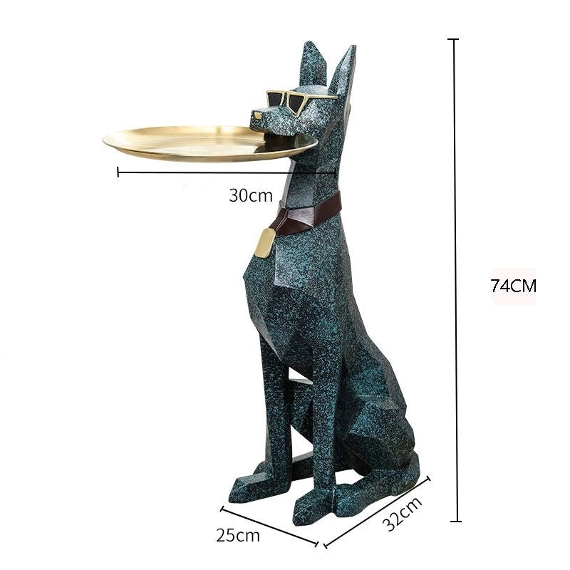 Large Doberman Side Table Luxury Big Doberman Statue Tray Dog Animal Puppy Tray Living Room Decorations Bearbrick Animal Table