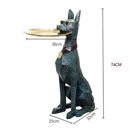 Large Doberman Side Table Luxury Big Doberman Statue Tray Dog Animal Puppy Tray Living Room Decorations Bearbrick Animal Table