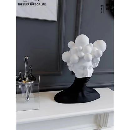 Modern Minimalist Art Figure Sculpture Resin Ornaments Model Room Living Room Creative Black and White Girl Soft Decorations