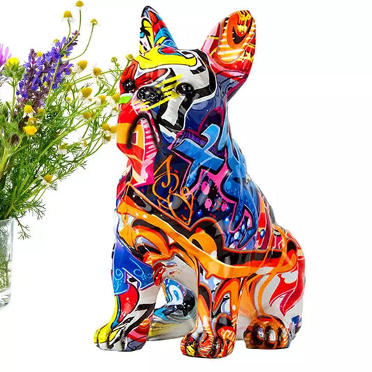 Colorful Dog Statue French Bulldog Home Decorations The Nordic Graffiti Animal Statue Decorative Figurines Gift For Dog Lovers